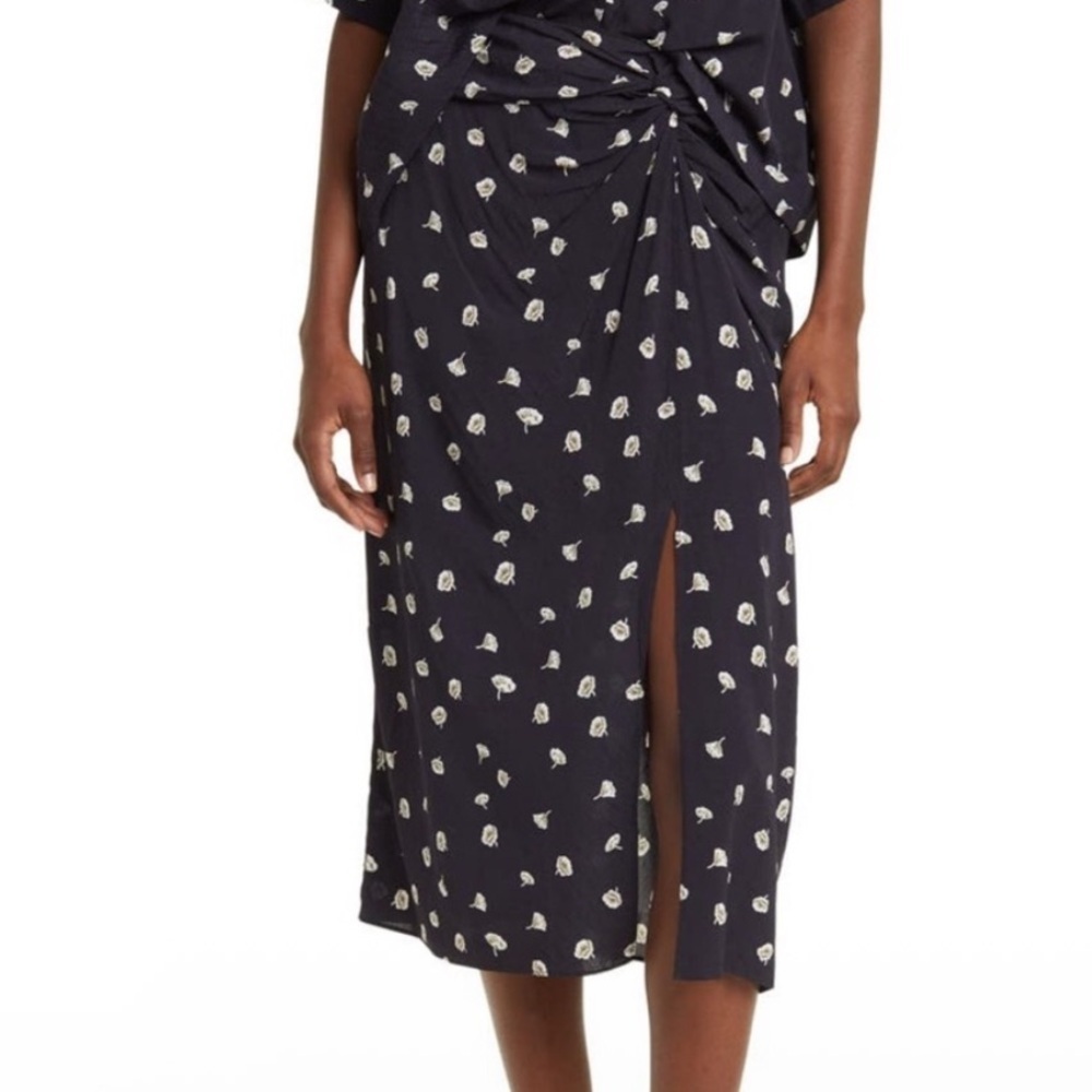 Rag & Bone Elegant Black Floral Print MIDI Skirt